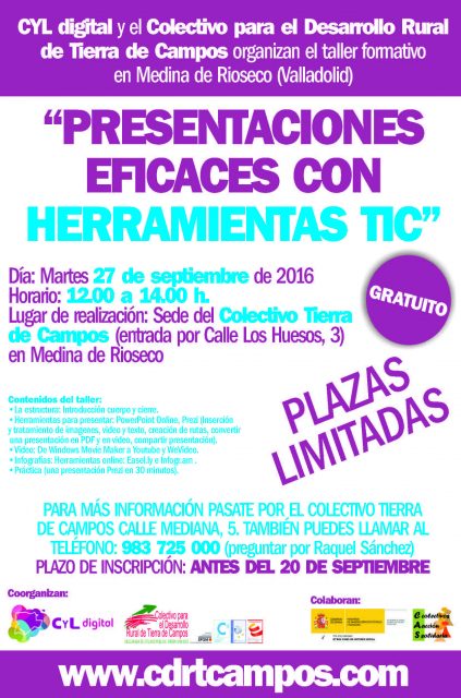 CYL digital y el Colectivo Tierra de Campos organizan un taller formativo en Medina de Rioseco